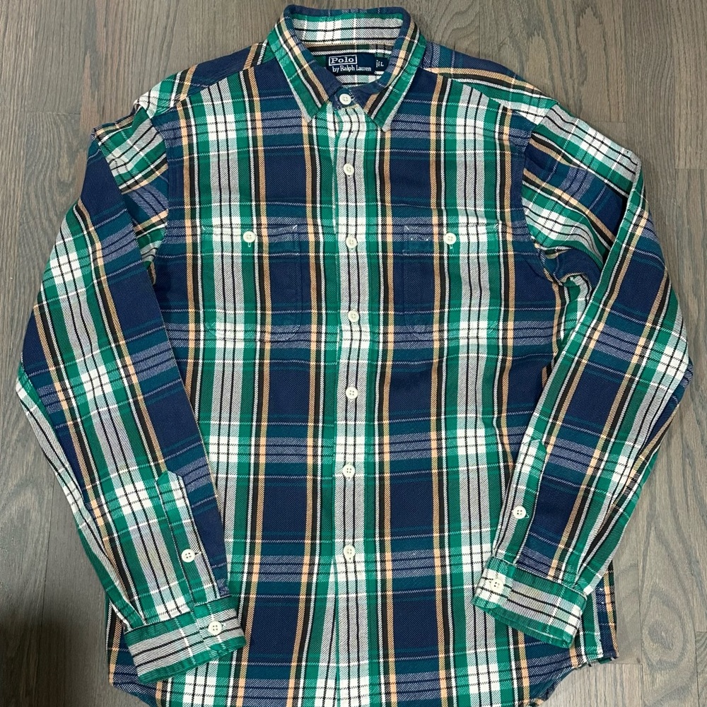 Vintage Polo by Ralph Lauren Outfitters Plaid Heavy Flannel Shirt Mens MEDIUM M